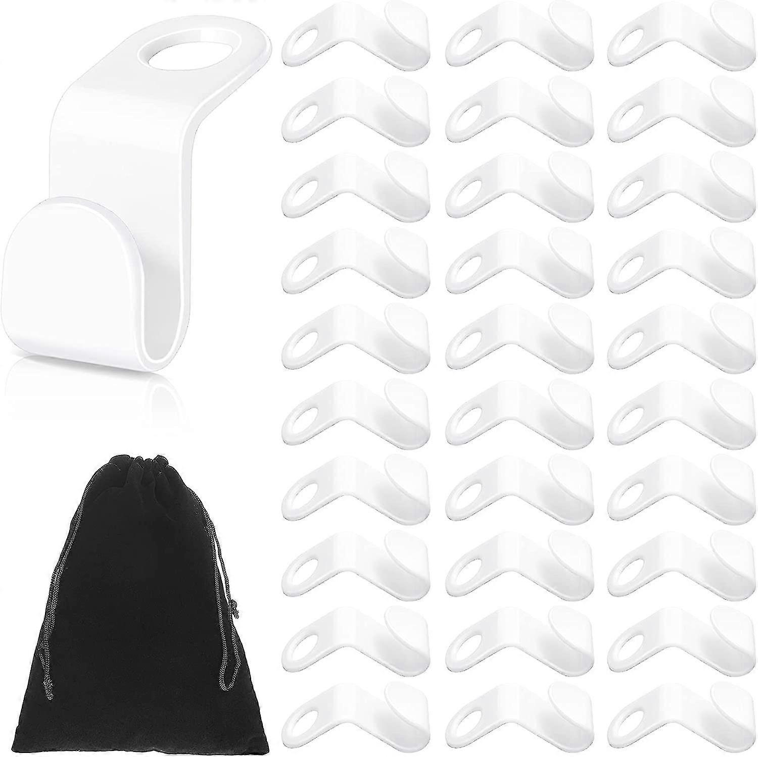 30 Pieces Clothes Hanger Connector Hooks Space Saving Hanger Connectors Closed Hanger Clips White Hanger Extension Clips With Drawstring Cloth Bag