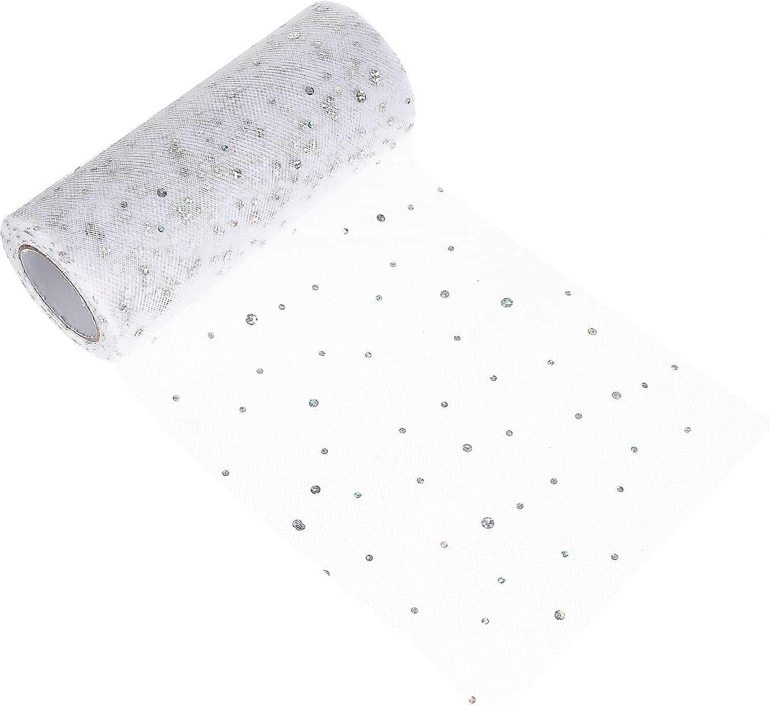 Glitter Tulle Ribbon 1 Roll Glitter Sequin Tulle Netting Fabric Tulle Glitter Tulle Roll Sequin Sparkling Ribbon Spool Netting for DIY Crafts Supplies