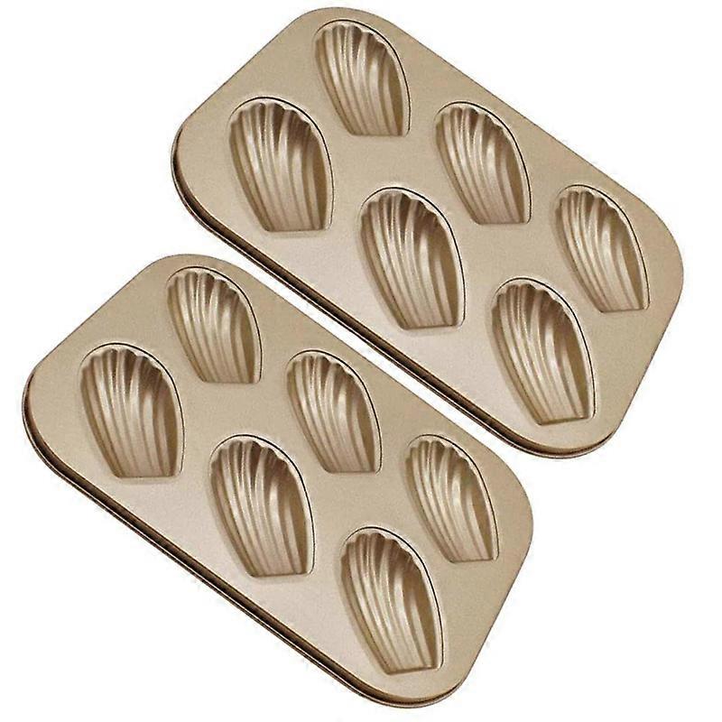 2er-Pack Madeleine Form Kuchenform, antihaftbeschichtete Hochleistungs-Madeline-Backformen zum Backen im Ofen (Gold)