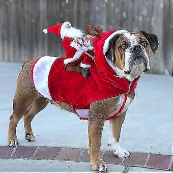 Hond Kerst Kostuum Hond Santa Claus Kostuum Hond Kat Kerstmis Vakantie Outfit Huisdier Kerst Kleding Hardlopen Santa Claus Rijden Op Huisdier, XL