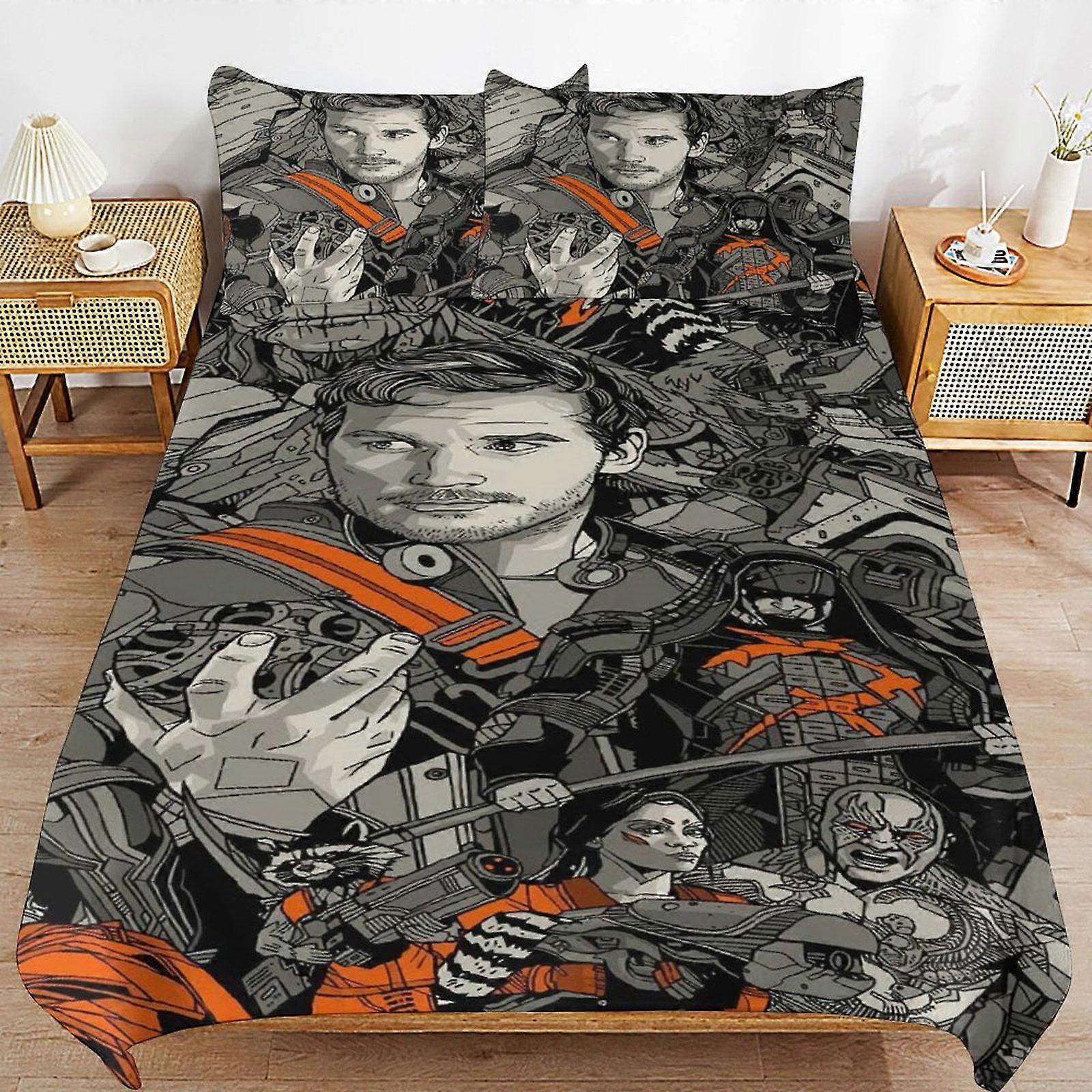Bäddset NK647 Guardians of The Galaxy Sängkläder Ultra Mjuk Hudvänlig Påslakan 3 Delar, Söt Täcke Överdrag Bäddset PC647