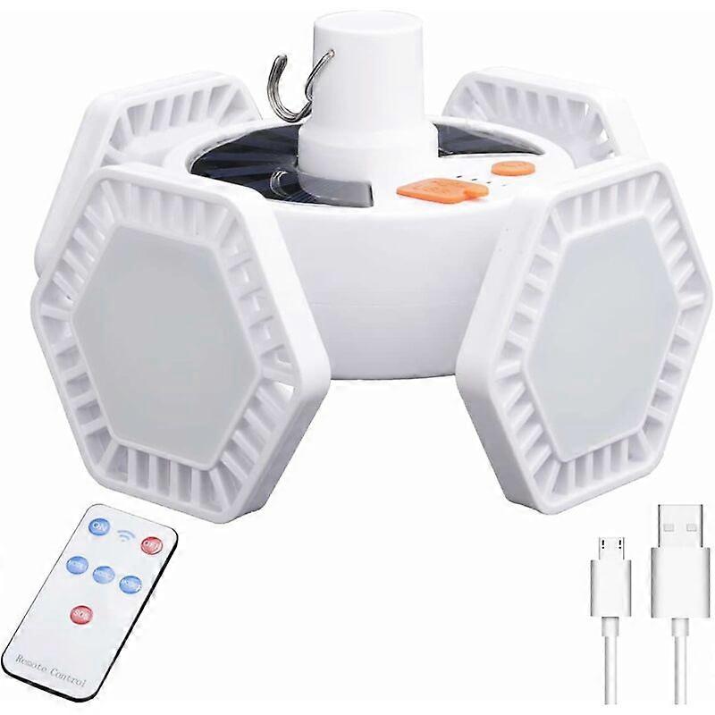 169 LEDソーラーキャンプライト、折りたたみ式、リモコン付き、USB充電式、5モード、IPX5、360防水、ハイキング用、庭、バーベキュー[エネルギークラスA ++