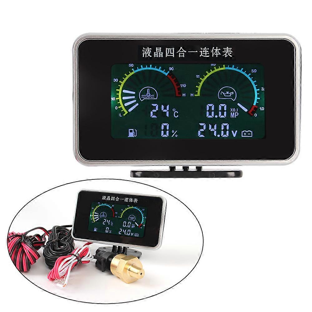 Car Accessories Voltmeter Water Temp Meter Instrument Panel 4 In 1 LCD Car Digital Oil Pressure Gauge Digital Display Sensor
