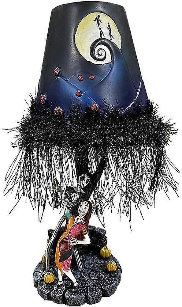 Lampe de table Nightmare Before Christmas, table de clair de lune LED lumineuse avec figurine pompon résine modèle fait à la main jouet décoration de bureau