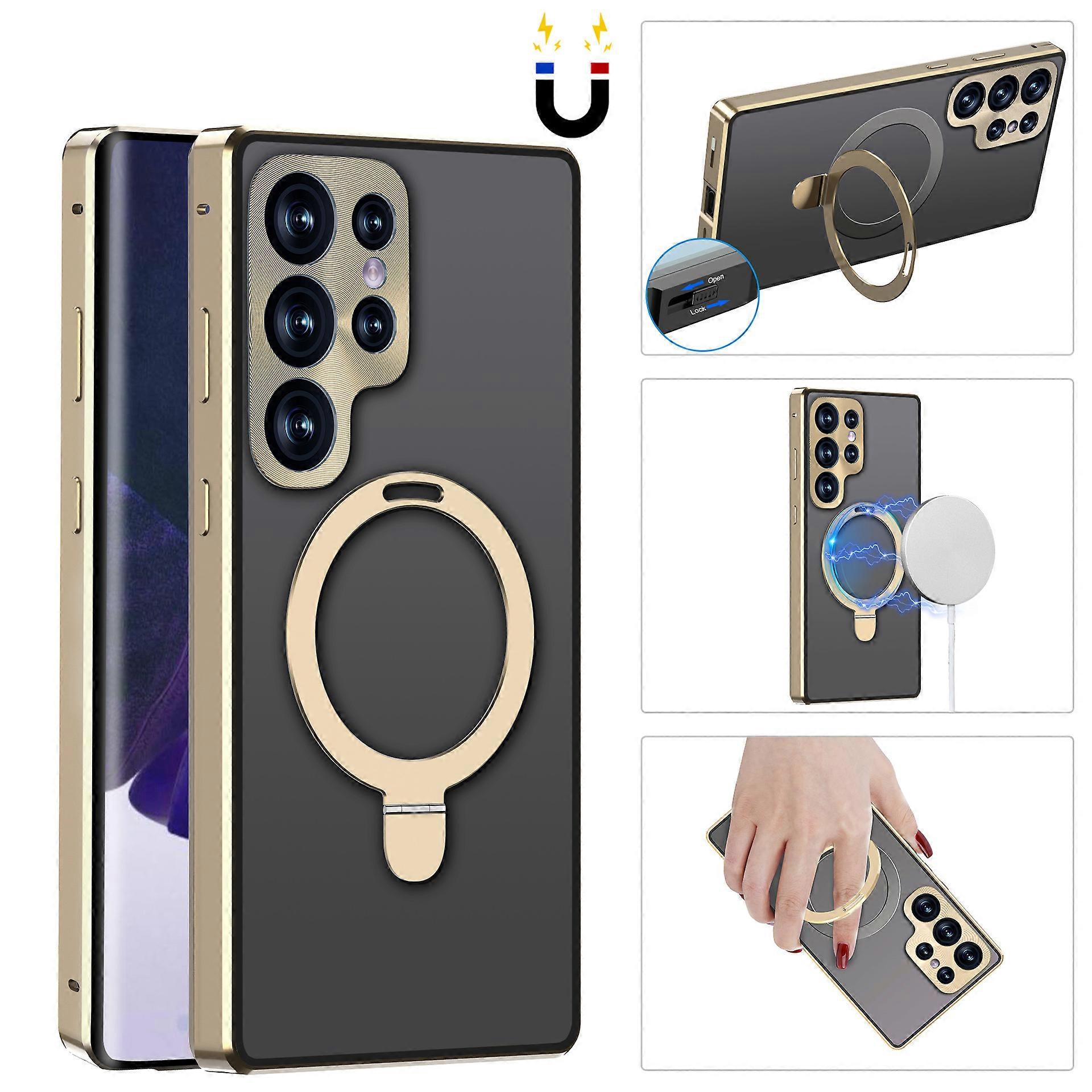For Samsung Galaxy S24 Ultra Magsafe Case with Goggles Buckle, Double-Sided 360 Degree Protection Cover Compatible with Magsafe