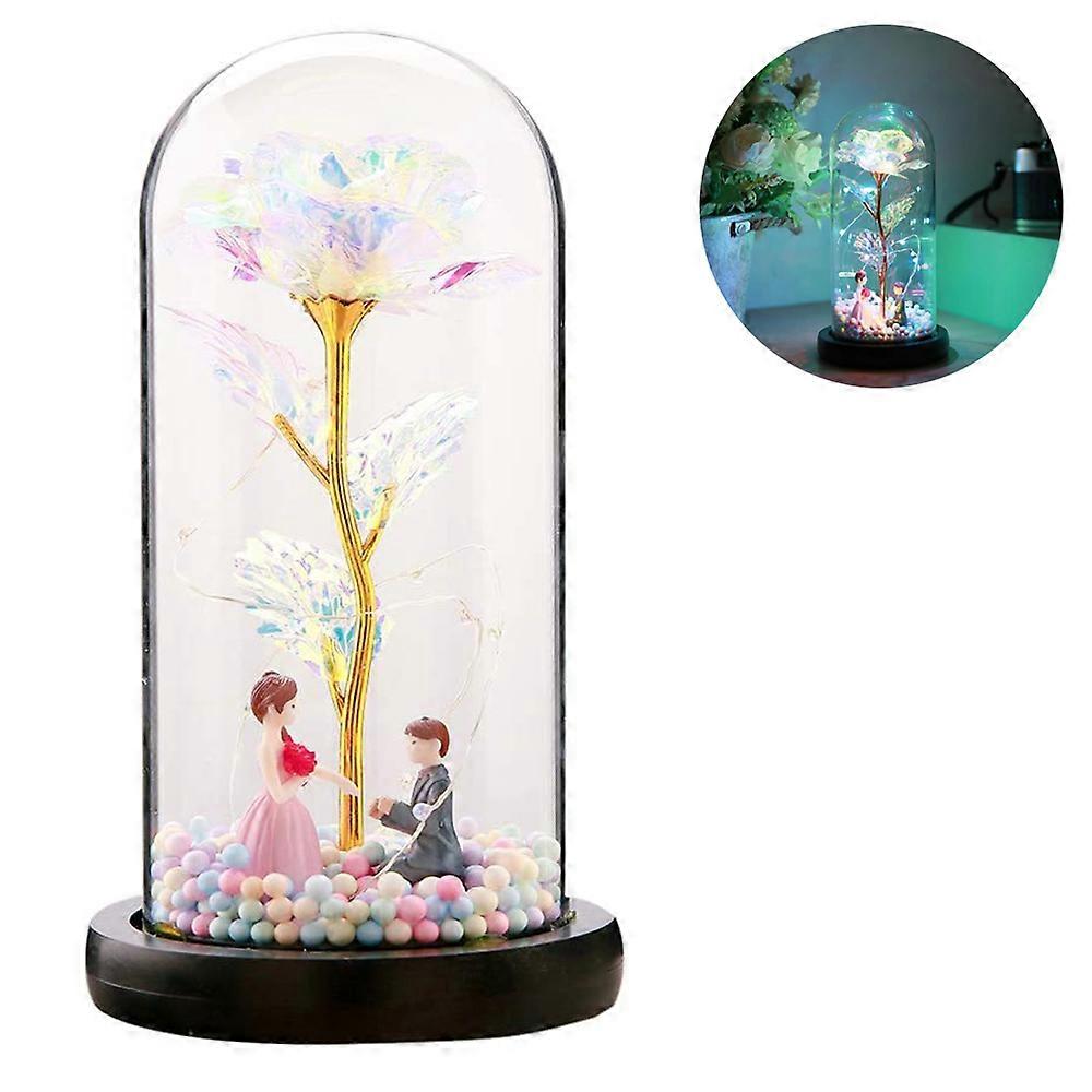 Artificial Flower Rose Gift, Led Light String on The Colorful Flower