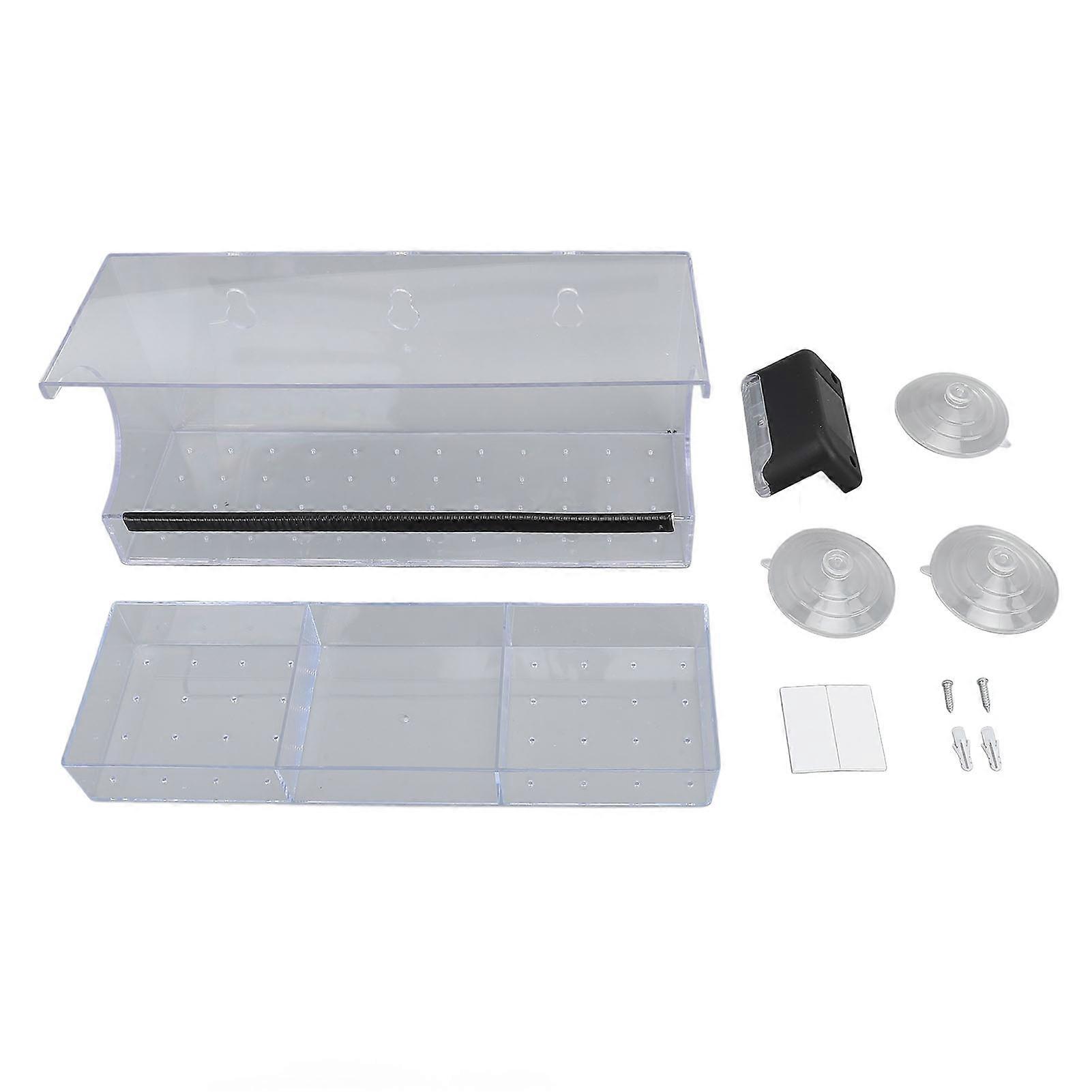 Window Bird Feeder with Solar Powered LED Light Strong Suction Cups Clear Bird Feeder Rectangular Bird Watching Gift