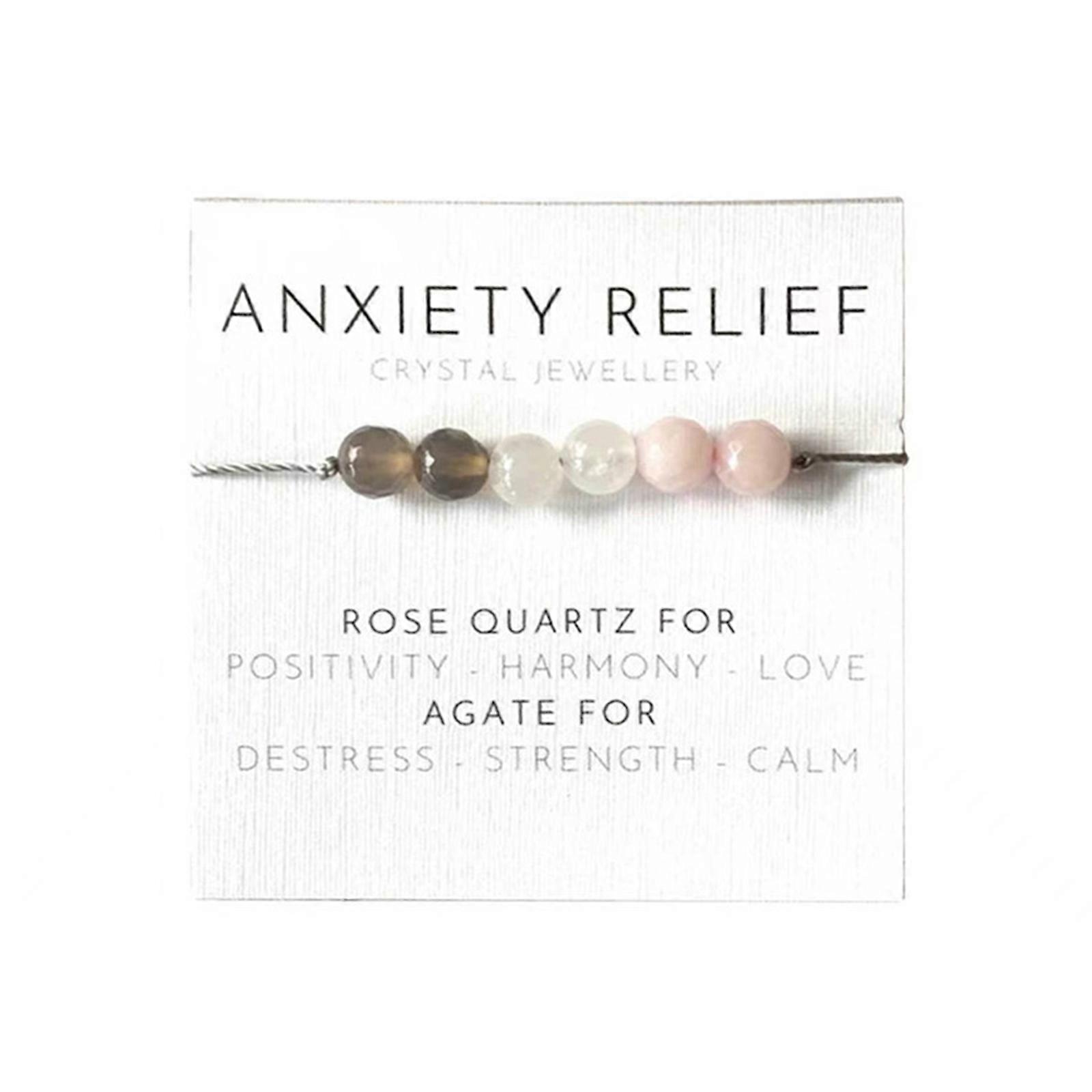 Braccialetto Anxiety Stone Beaded Wax Line con carta, braccialetto combinato con pietra flash di ametista per donne uomo