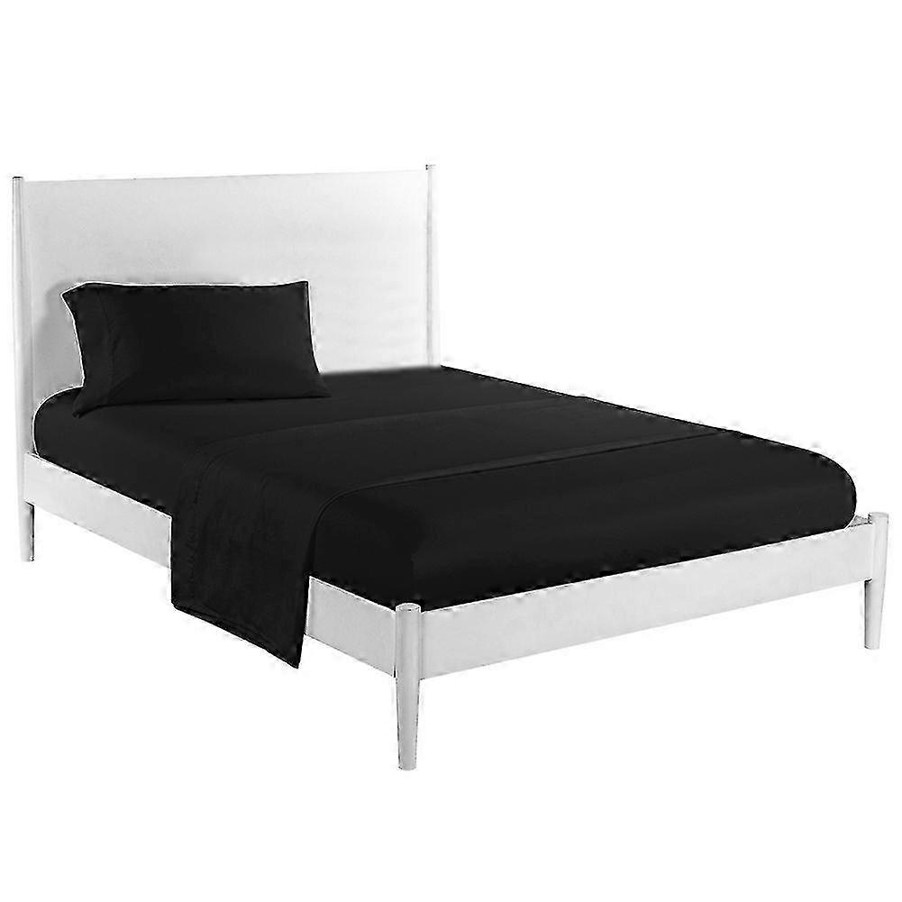 Twin Size Black Bed Sheets Set with Deep Pocket 3 Pieces High Quality Bedding