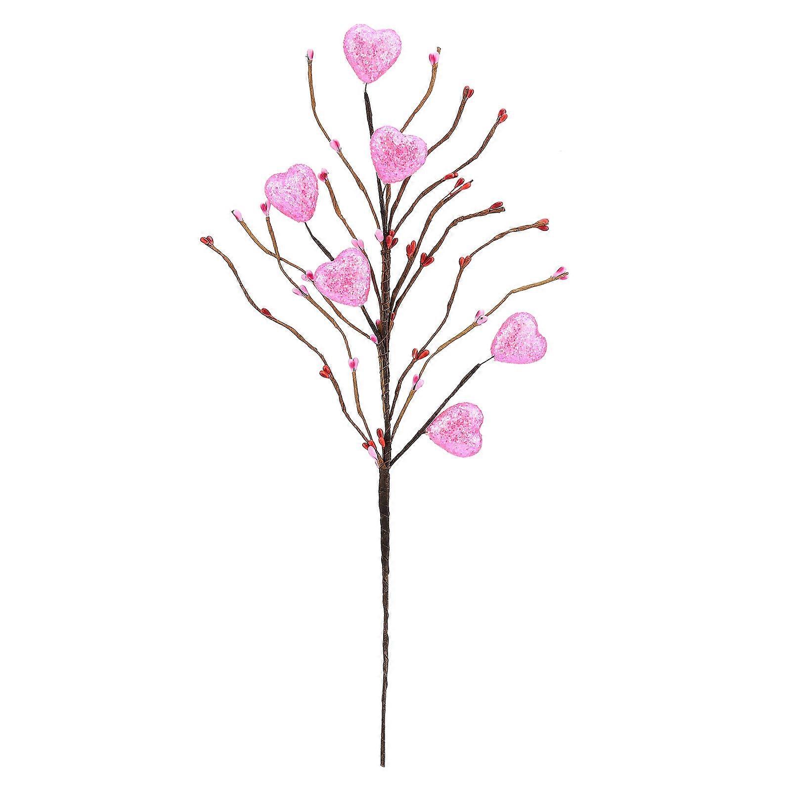 Heart branch flower red heart peach branch simulate Valentine's Day branch gift wedding party 42cm