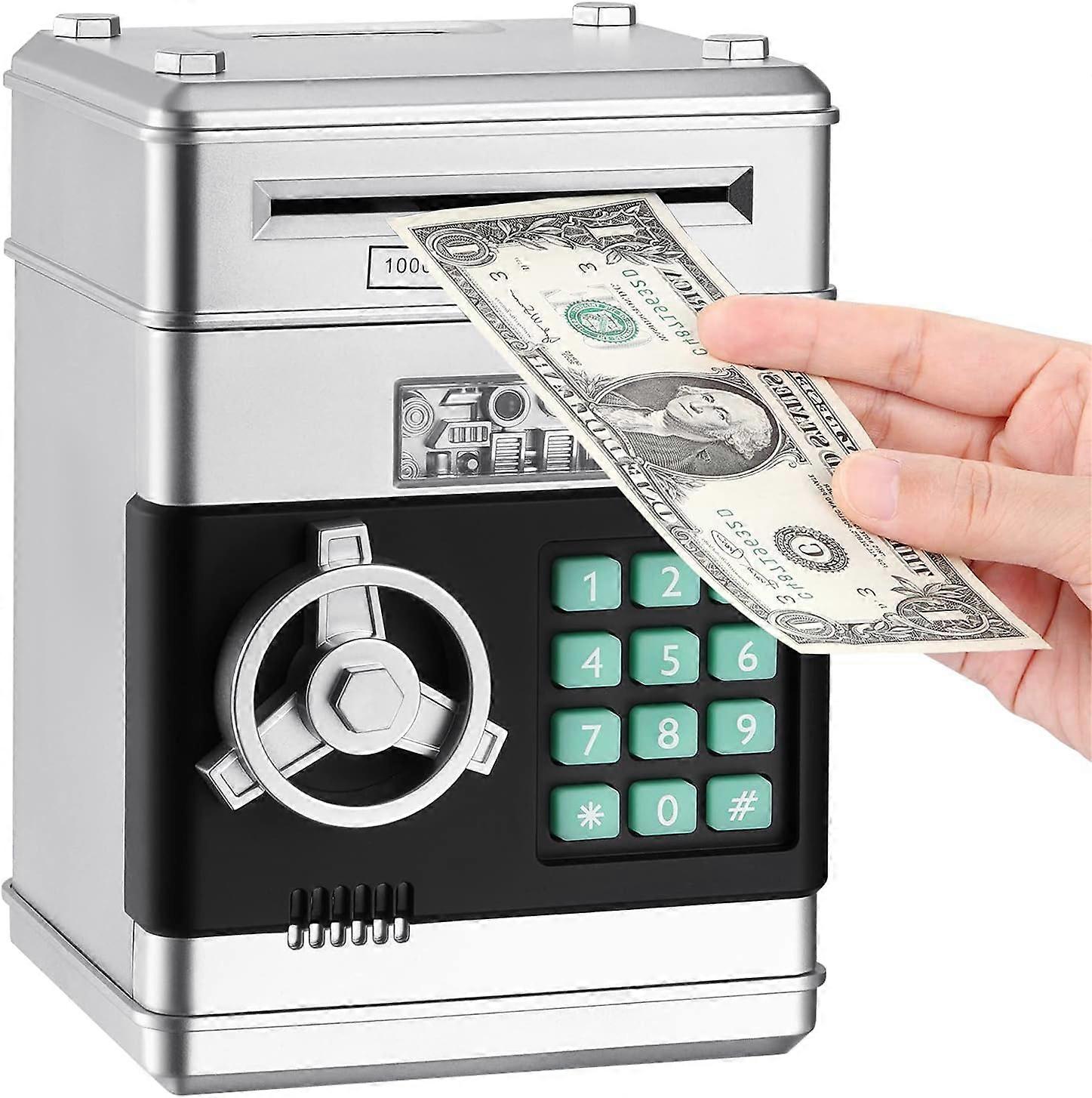 البنك أصبع ، هدايا عيد ميلاد اللعب ل 4 5 6 7 8 9 10 سنوات من العمر الأولاد البنات ، آلة الصراف الآلي الإلكترونية عملة المال الحقيقي ، البلاستيك كبير توفير البنك قفل آمن بو