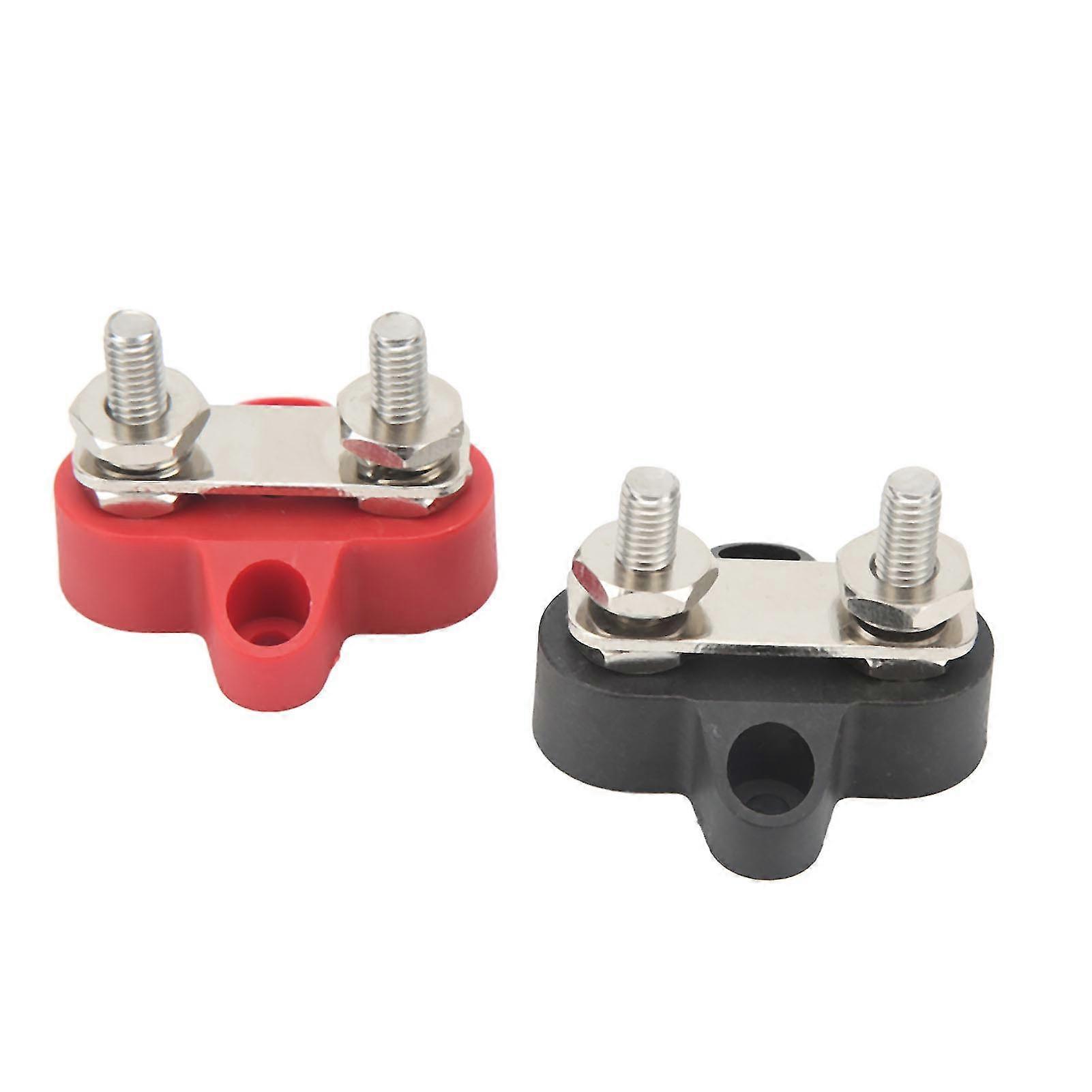 2pcs Power Distribution Terminal Block 48V M6 Positive Negative 2 Studs Battery Junction Block