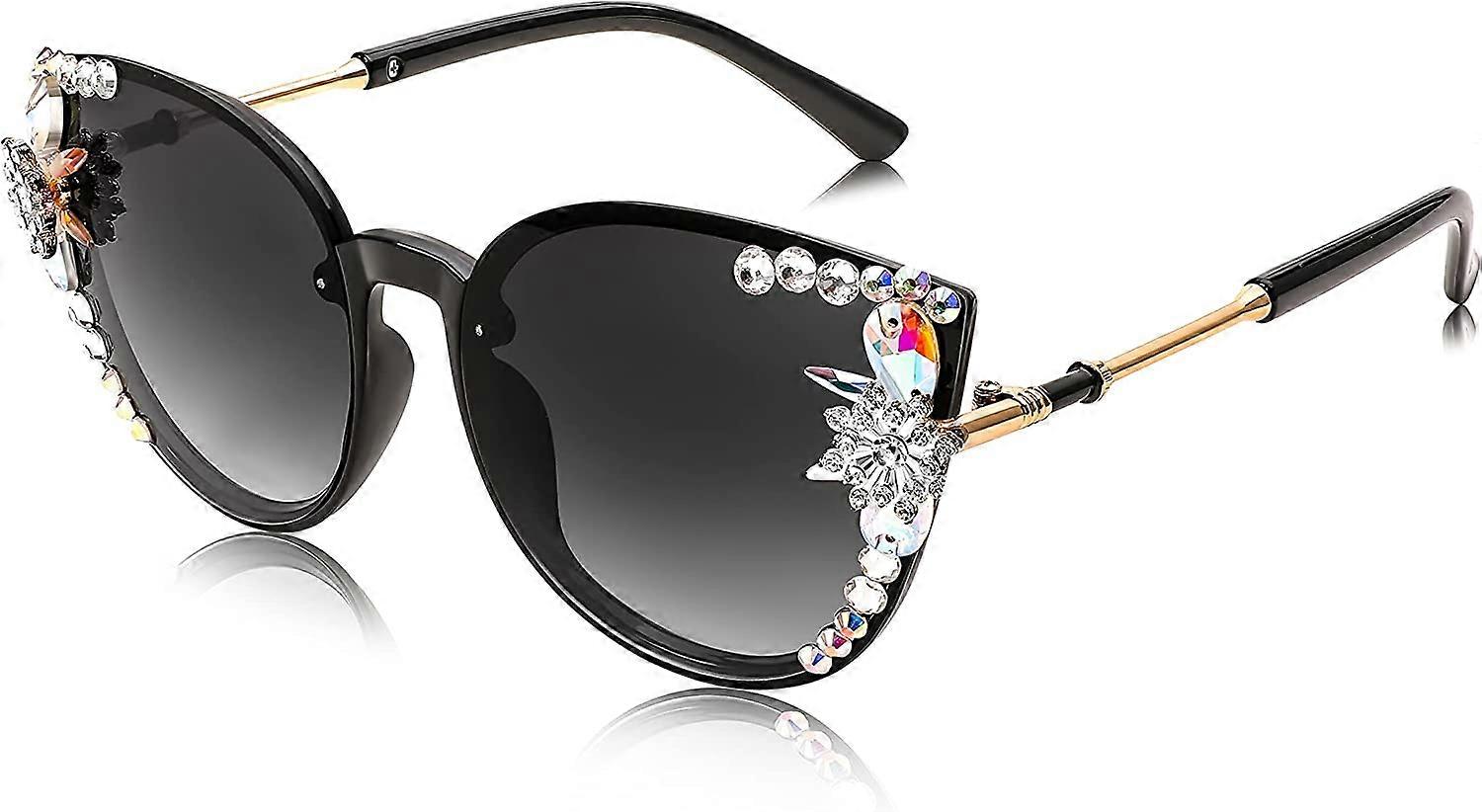 UBIUO Dámske diamantové slnečné okuliare Cat Eye Oversized Gradient Lens Trblietavé Vintage slnečné okuliare B2964