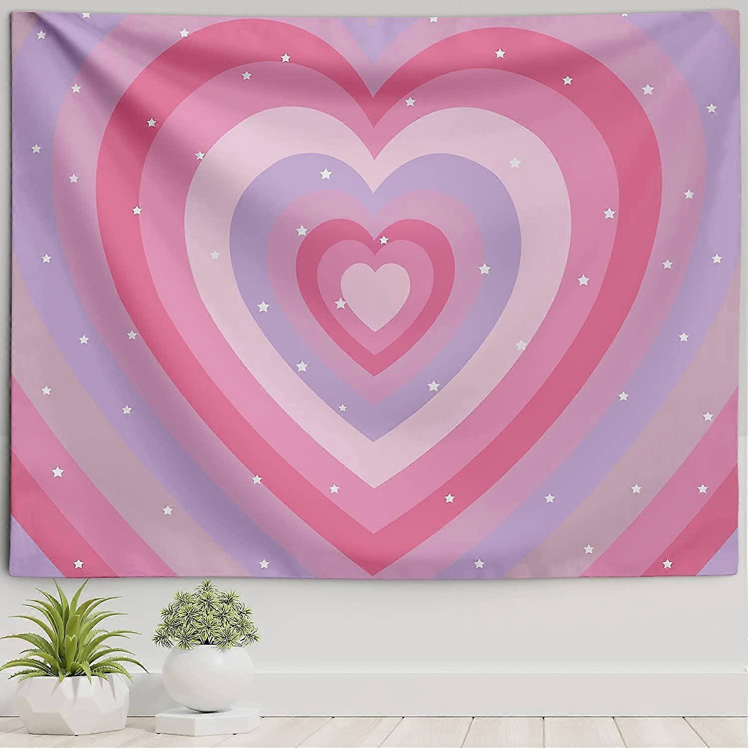 Pink Aesthetic Tapestry Kawaii Wall Tapestry for Bedroom Teen Girl