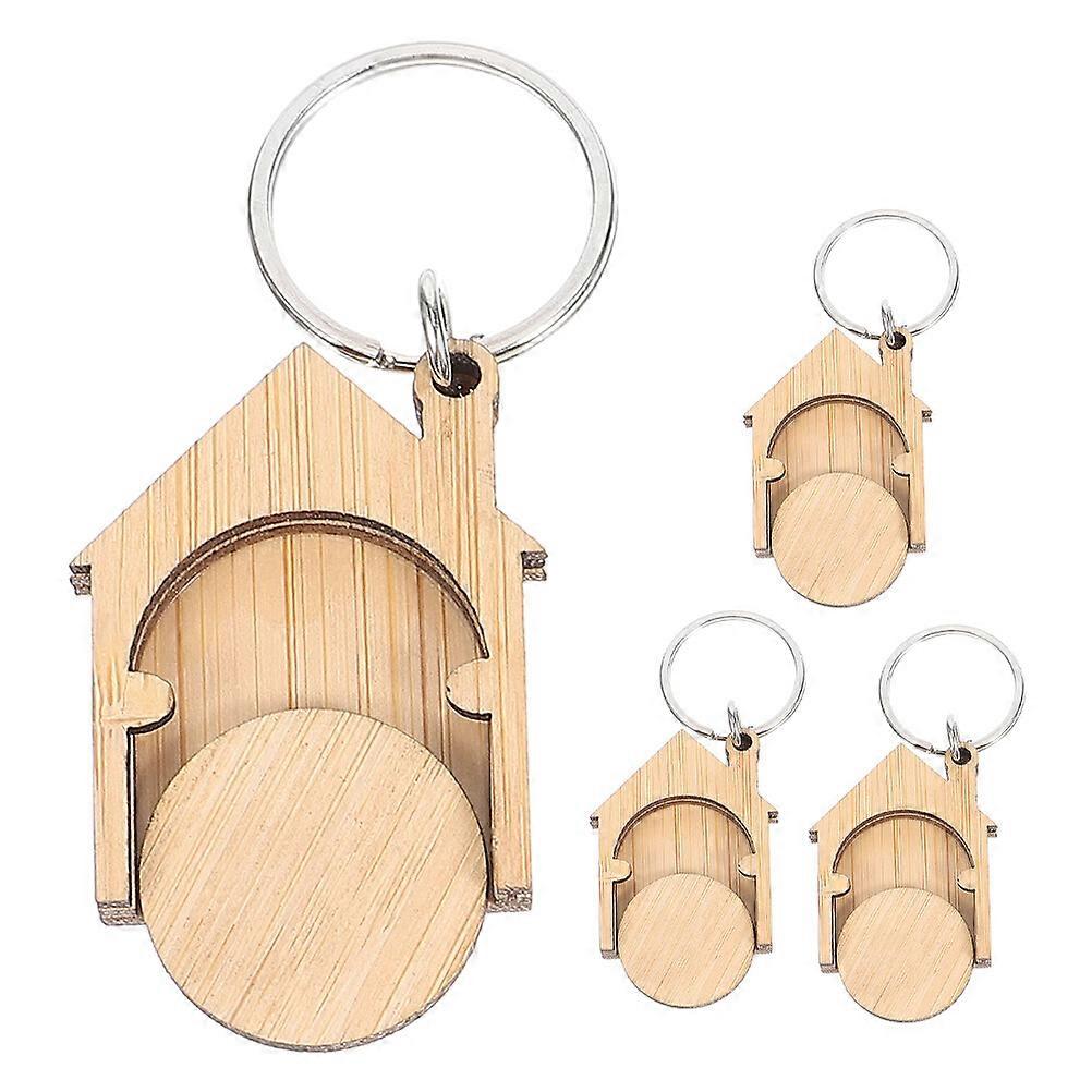 4pcs Shopping Trolley Tokens Portable Key Rings Shopping Cart Tokens Grocery Keychains