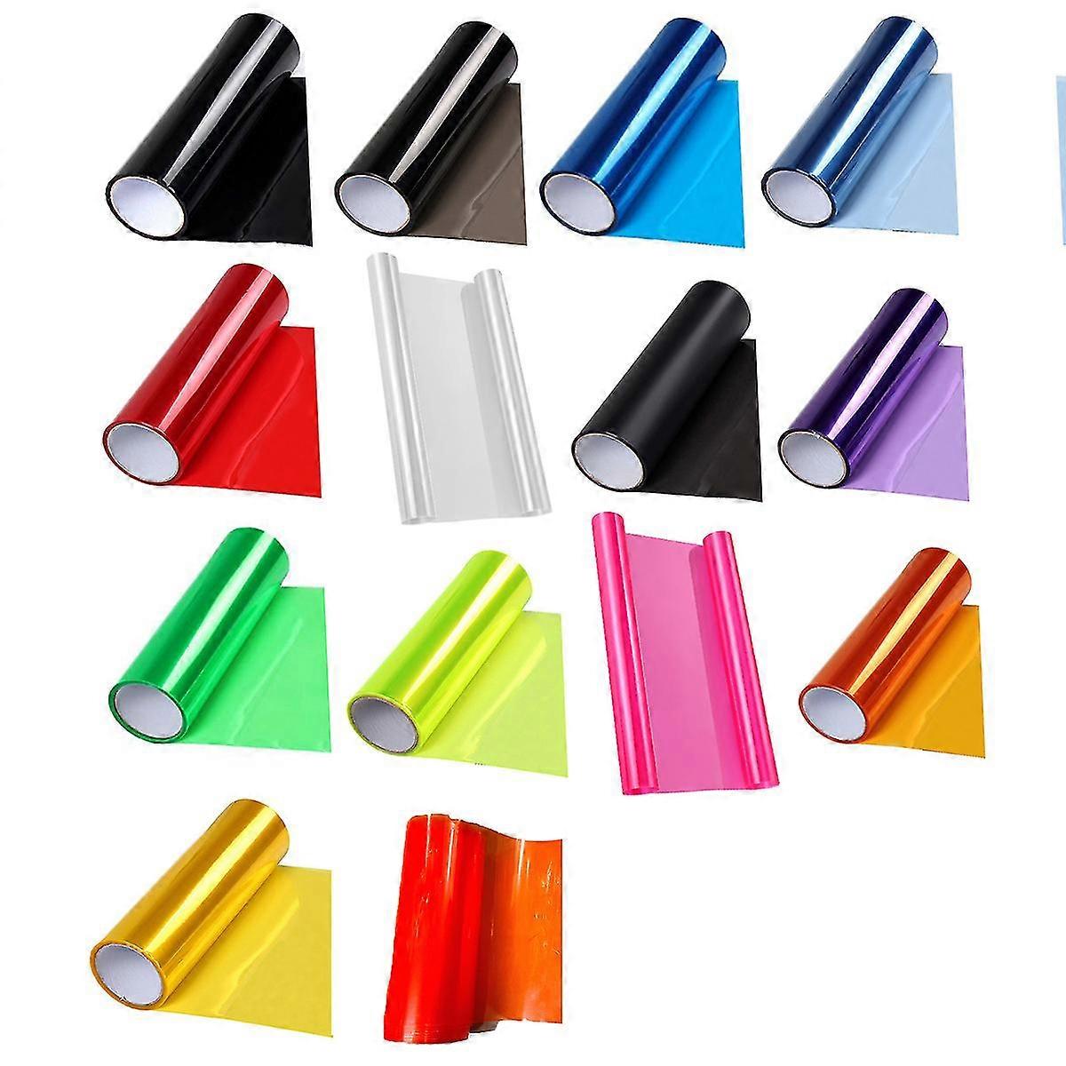 Car Light Tint Film Set - Headlight Taillight And Brake Light Vinyl Wrap Kit Translucent Adhesive Cover