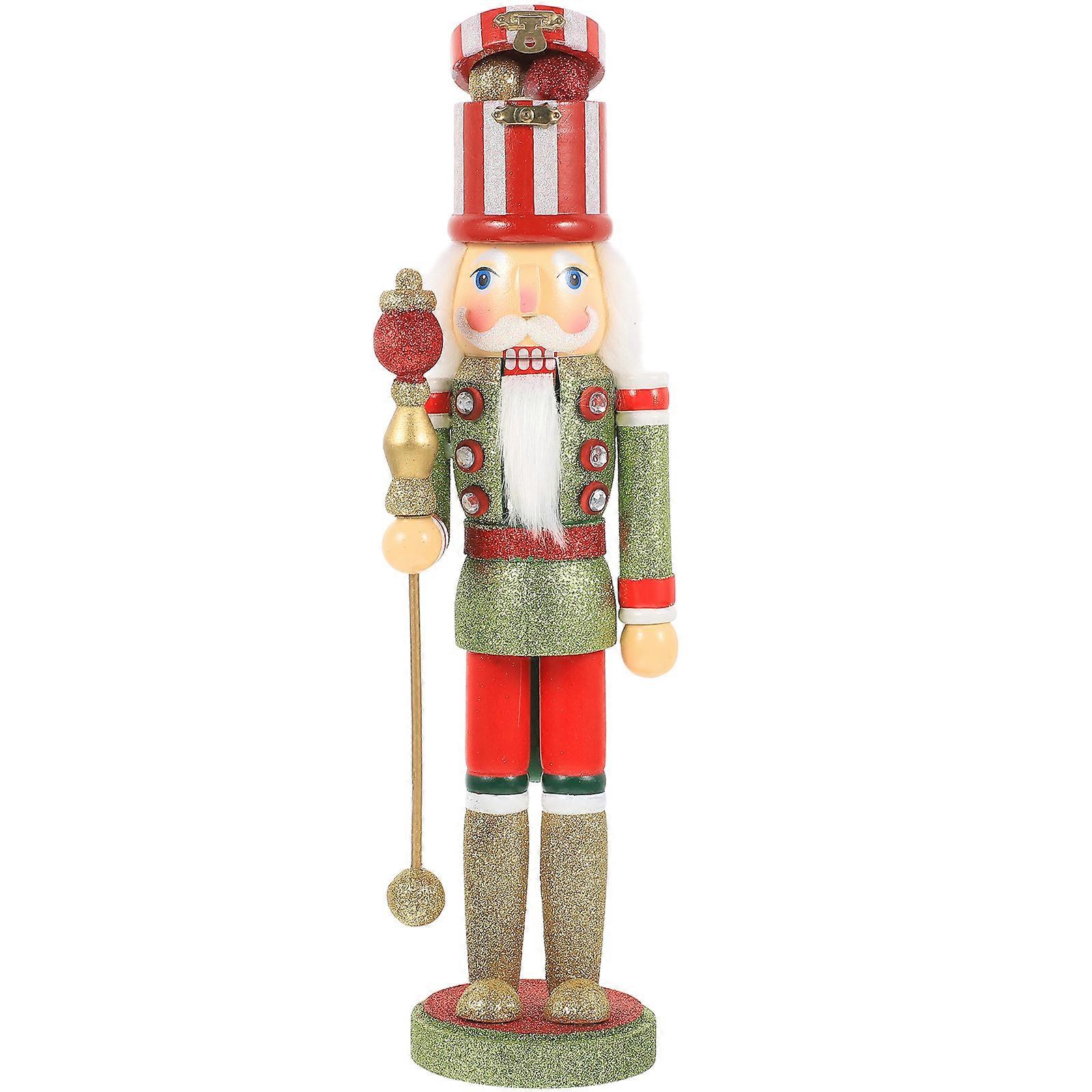 Wooden Nutcracker Puppet Decoration Xmas Soldier Figurine Wooden Nutcracker Craft