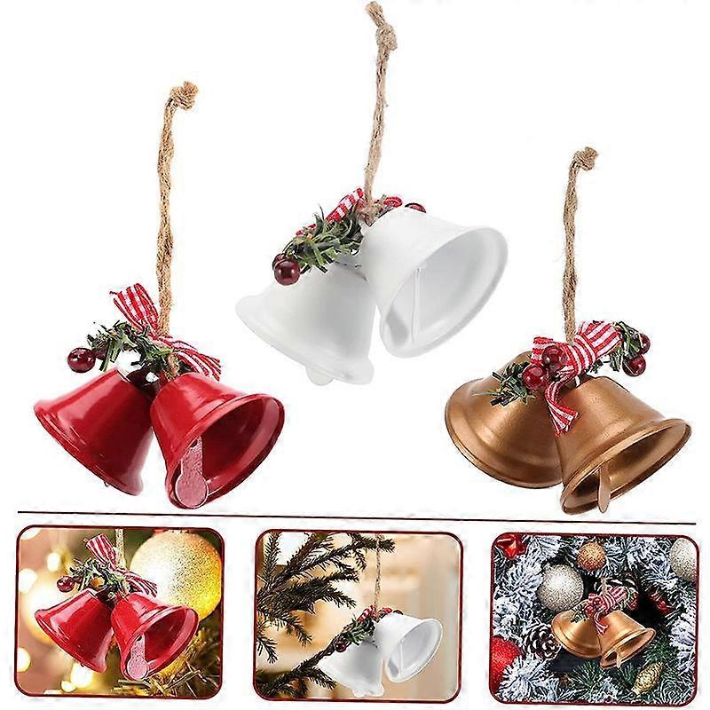 6PCS Christmas Bells, Tree Hanging Metal Bells