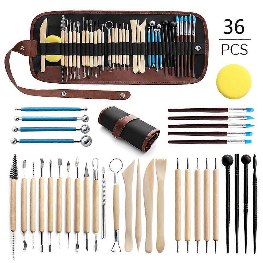 14/22/24/27/32/36 Pcs ceramic clay tools set polymer clay tools pottery tools set wooden pottery sculpting clay cleaning carved tool