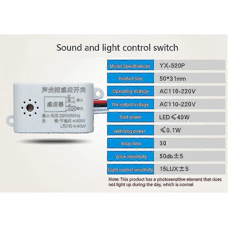 220v Voice Sensor Switch Indoor Intelligent Auto On Off Lights Switch Detector