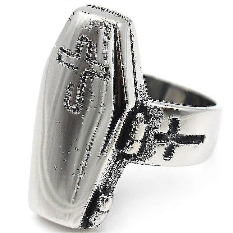Heren ringen cross ring titanium stalen mannen doodskist ring