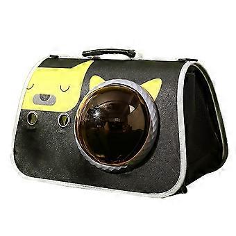 Pet Carrier Bag Cute Large Space Transparent Window Breathable Mesh Dog Cat Carrier til rejser udendørs Fjollet bjørn lige størrelse (anbefales til katte med
