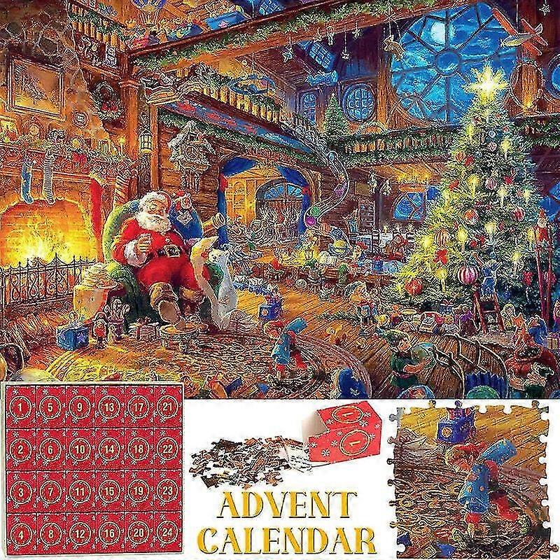 アドベントカレンダー2023クリスマスジグソーパズルクリスマス雪の夜パズル24パーツ1000ピースパズル、100%新品
