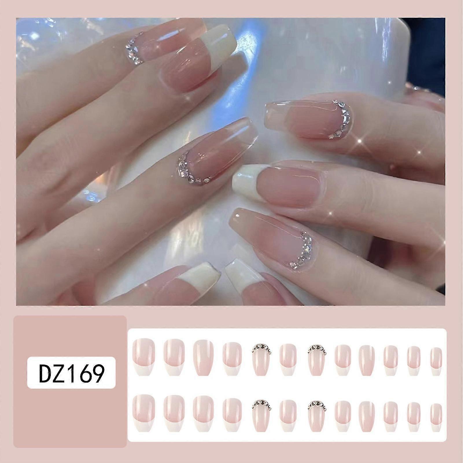 Glossy Pink Medium Fake Nails Lasting Enough Not Harm To Fingernails  Glue Models