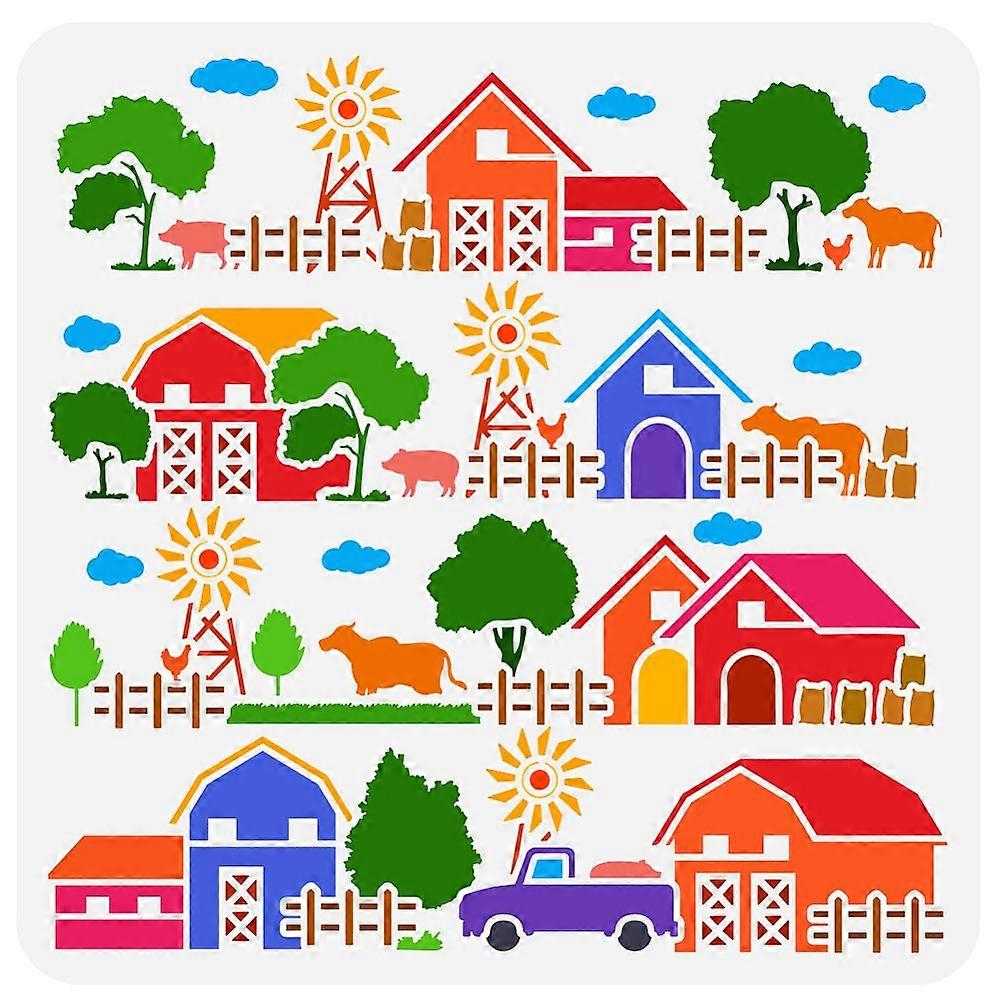 PET Hollow Out Drawing Painting Stencils for DIY Scrapbook Photo Album House 30x30cm