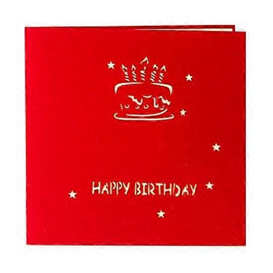 Birthday Greeting Card English Letters with 3D Birthday Cake Cute Design Portable Clear Birthday Surprise Card