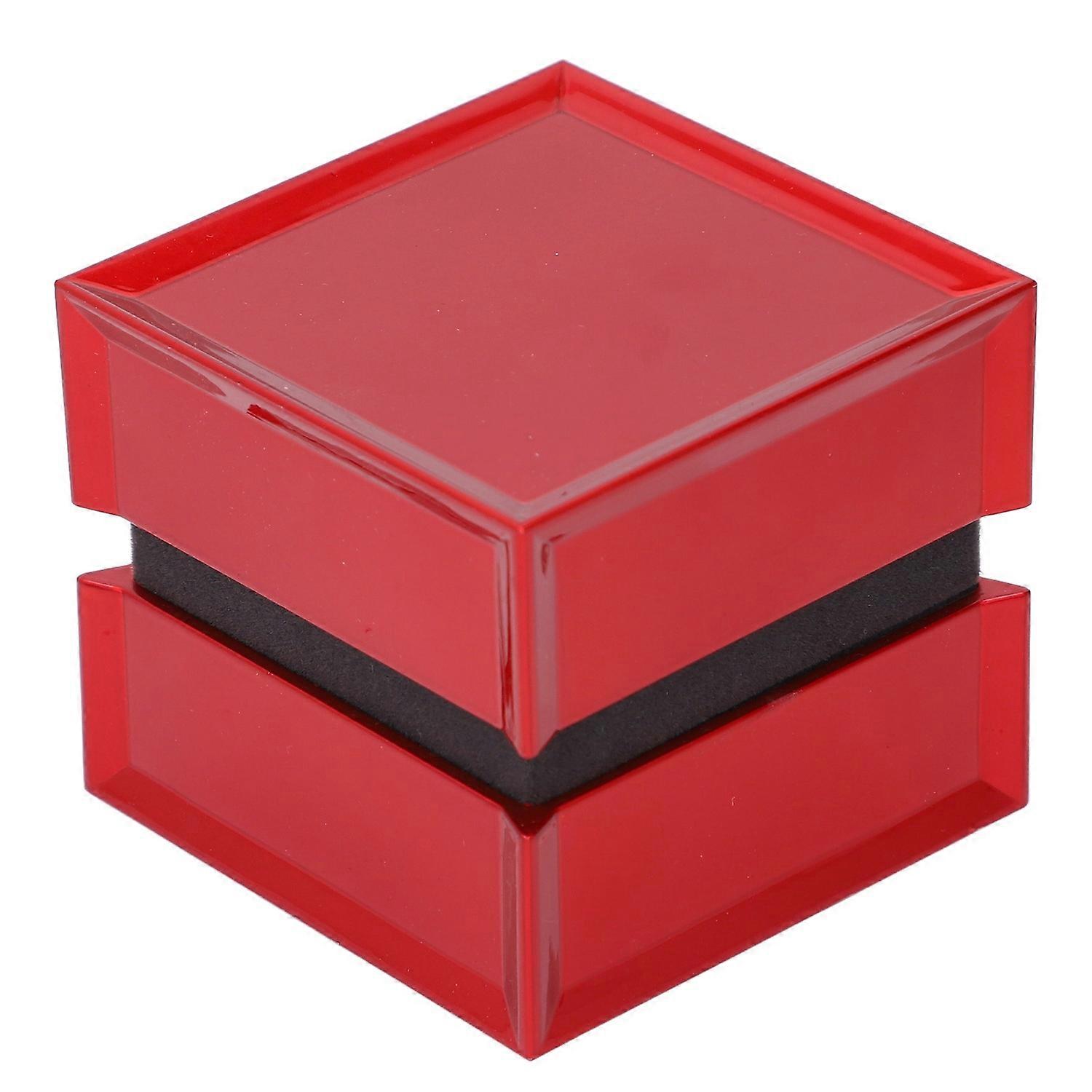 Red Engagement Ring Box LED Squared Soft Waterproof Multifuntional Red Wedding Light Ring Case for M