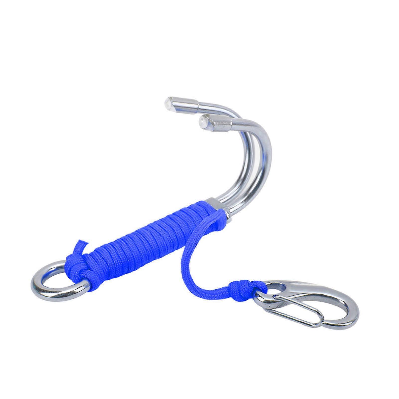 Drift Hook Scuba Diving Double Dual Stainless Steel Drift Hook with Line for Cave DiveBlue