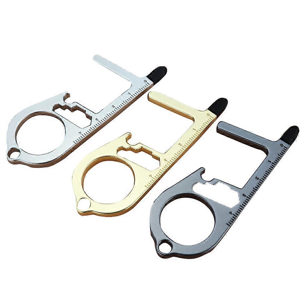 Multifunctional antibacterial keychain ruler bottle opener key pendant mobile phone holder