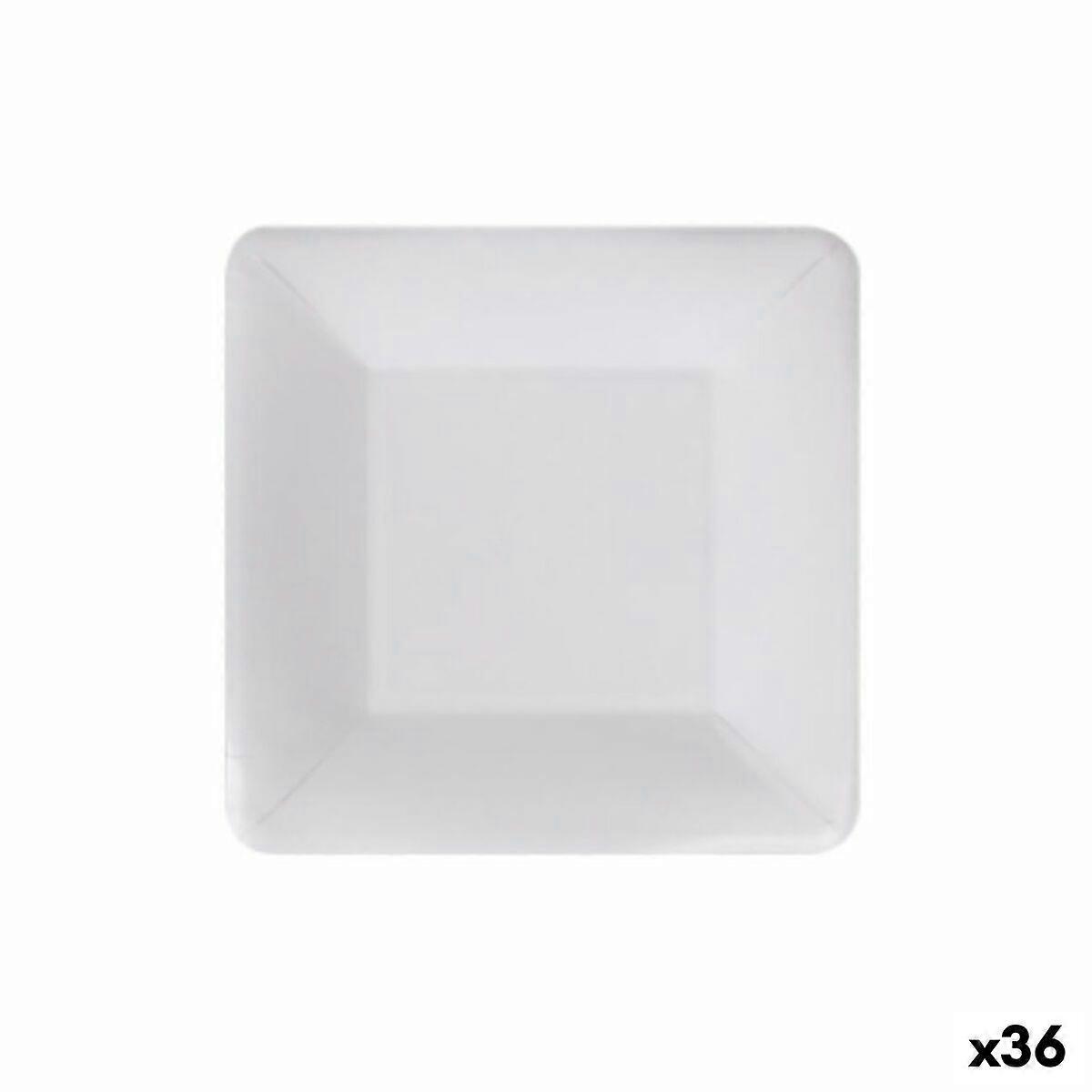 Plate set Algon Disposable White Cardboard Squared 18 cm (36 Units)
