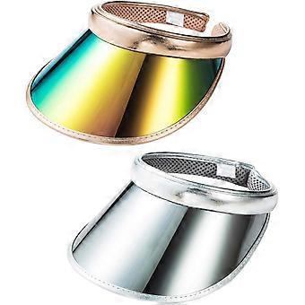 Sombrero de visera solar para mujeres hombres niñas Sombrero de playa deportivo ajustable para exteriores con protección UV -Oro Plata