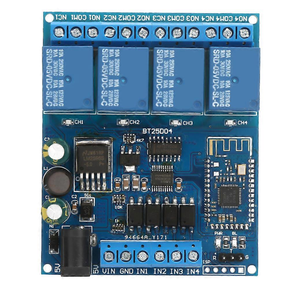 4 Channels Multifunction Control Module Phone Wireless Relay Module Compatible with Bluetooth