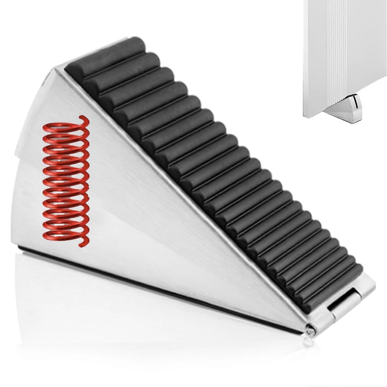 Adjustable Rubber Spring Loaded Door Stopper Wedge for Heavy Doors 3 Inch Thick, Non-Slip Design, Durable Material
