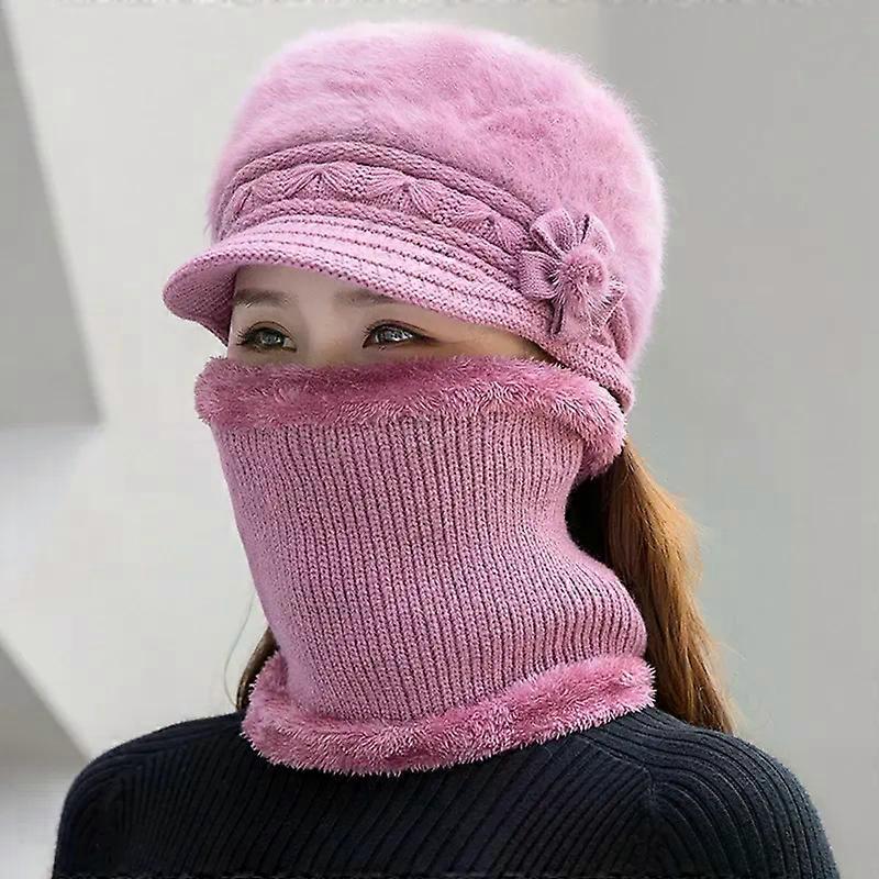 Dámská zimní čepice Keep Warm Cap Addlined Klobouk a šátek Set Teplé čepice pro ženy Ležérní zimní pletená čepice