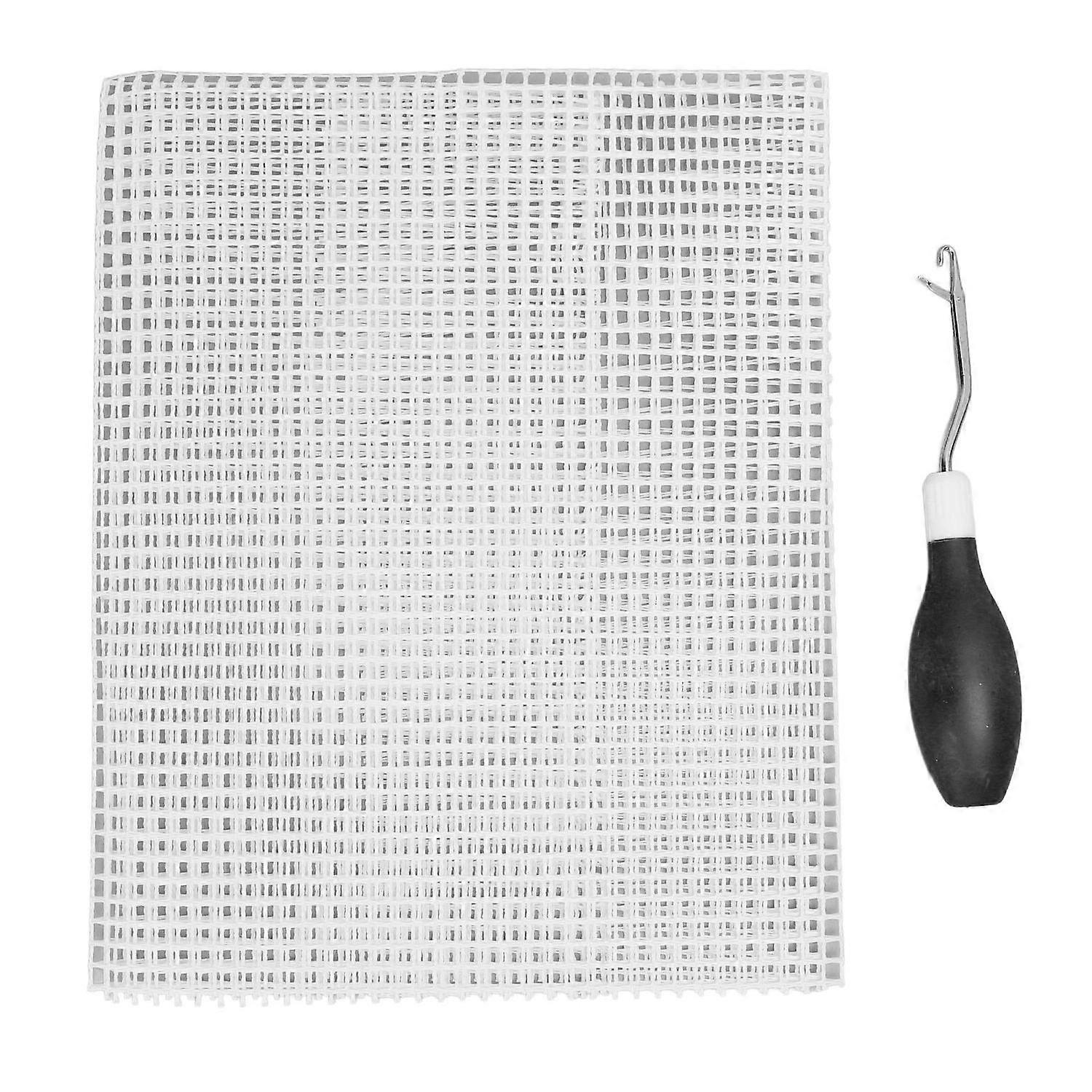 Latch Hook Tool and Rug Hooking Mesh Kit Rubber Handle Bent Latch Hook Crochet Needle 50x50cm Mesh F