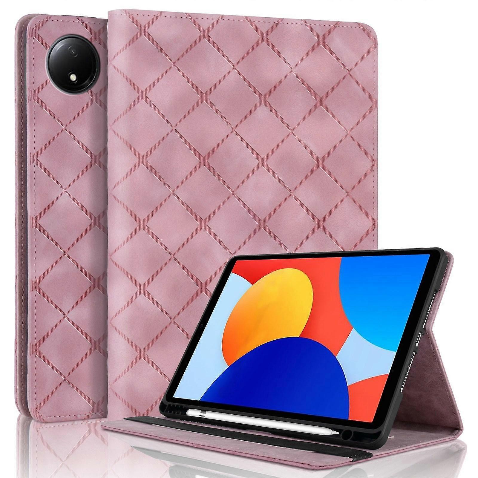 Rhombus Embossed Leather Smart Tablet Case