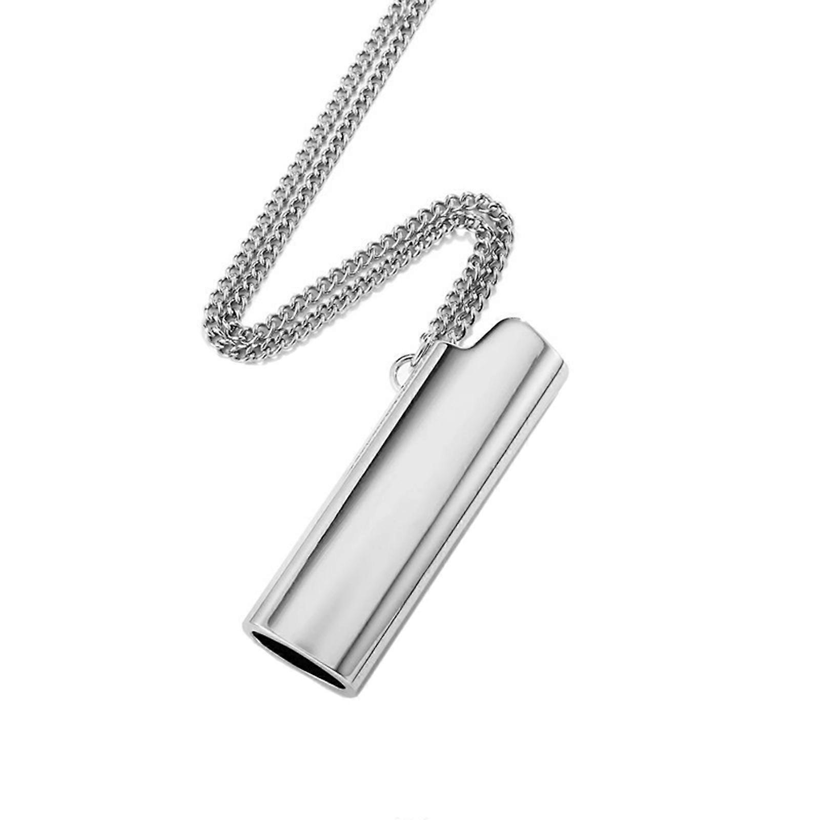 Collier de couverture de briquet Collier de boîtier de briquet créatif Collier pendentif de texture en acier inoxydable pour un transport pratique