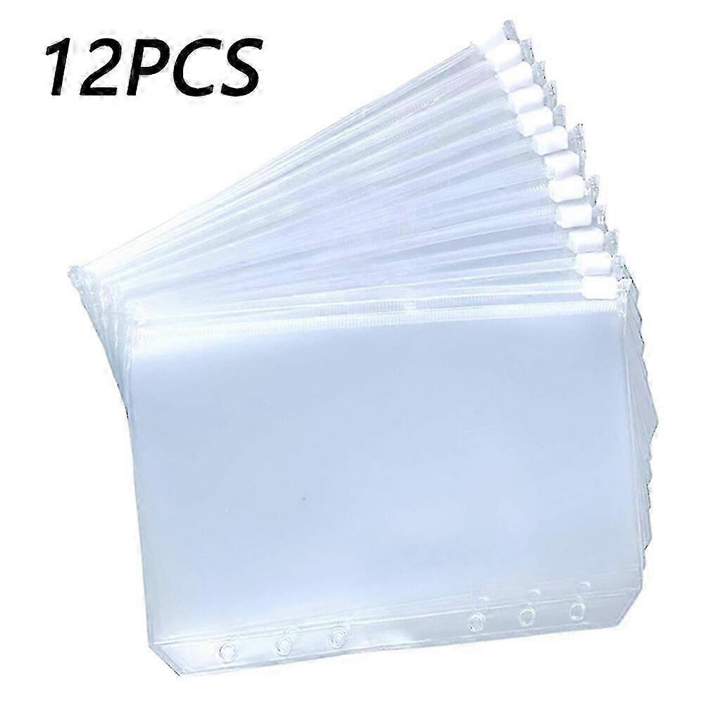 12-Pack A5 A6 A7 Binder Pockets for Budgeting, 6-Hole Cash Envelopes