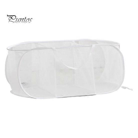 Mesh Foldable Laundry Basket 3 Compartments Large Capacity Foldable Design Lightweight Portable Mesh Dirty Clothes Hamper with Handles