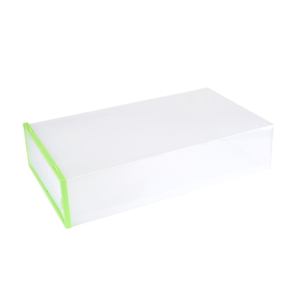 Clear Foldable Thickened Plastic Shoe Storage Box Stackable Case Shoes Organizer Green