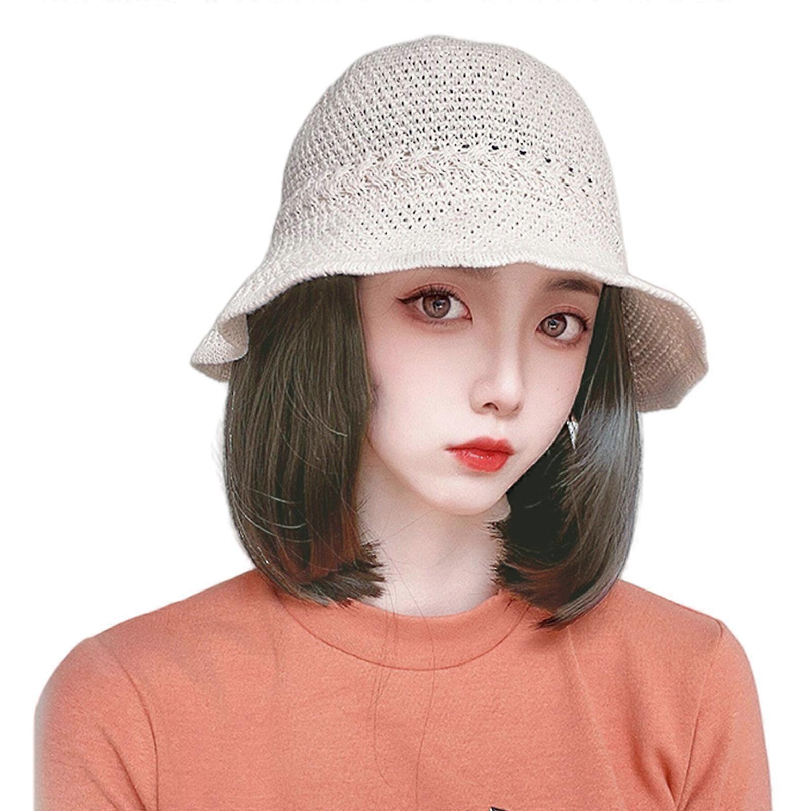 Wigs Attached Bucket Hat for Girls Women Hairpiece Casual Hat for