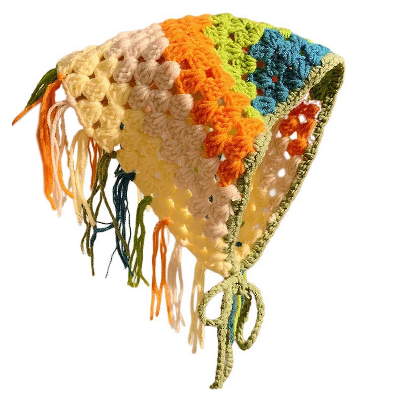 Soft Acrylic Triangular Shawl with Tassels Adjustable Length Kerchief Winter Warm Accessory for Everyday Wear and Travel  color