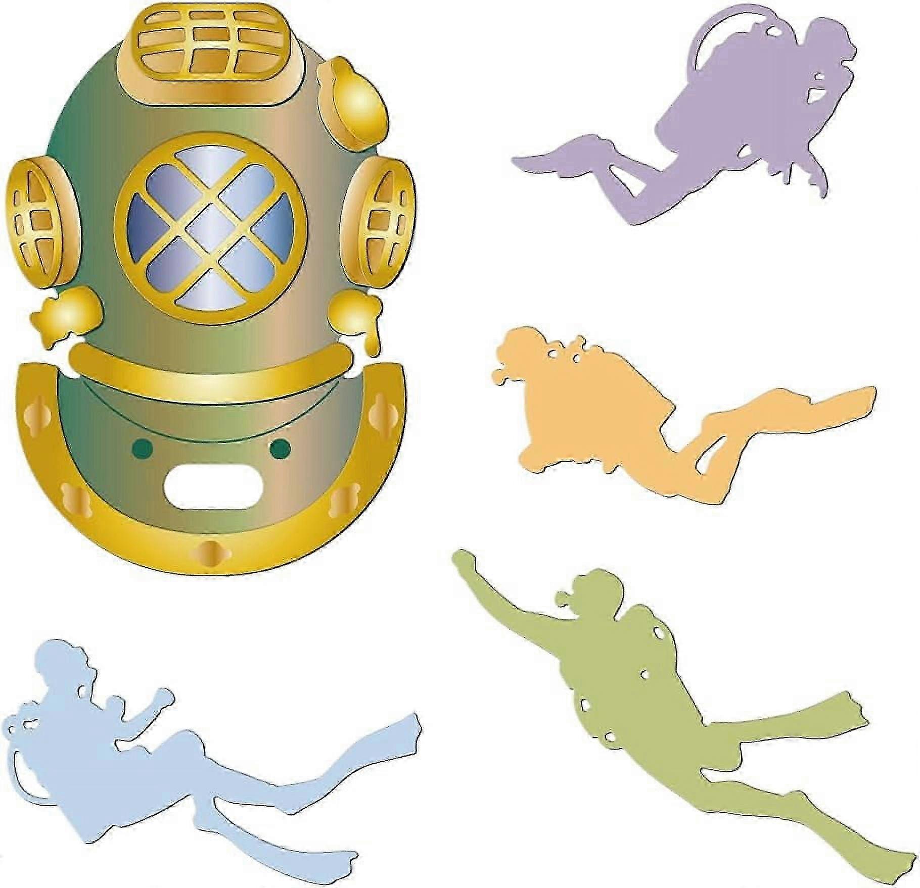 Carbon Steel Diving Helmet Embossing Stencil Template for Card Making and Scrapbooking DIY Projects