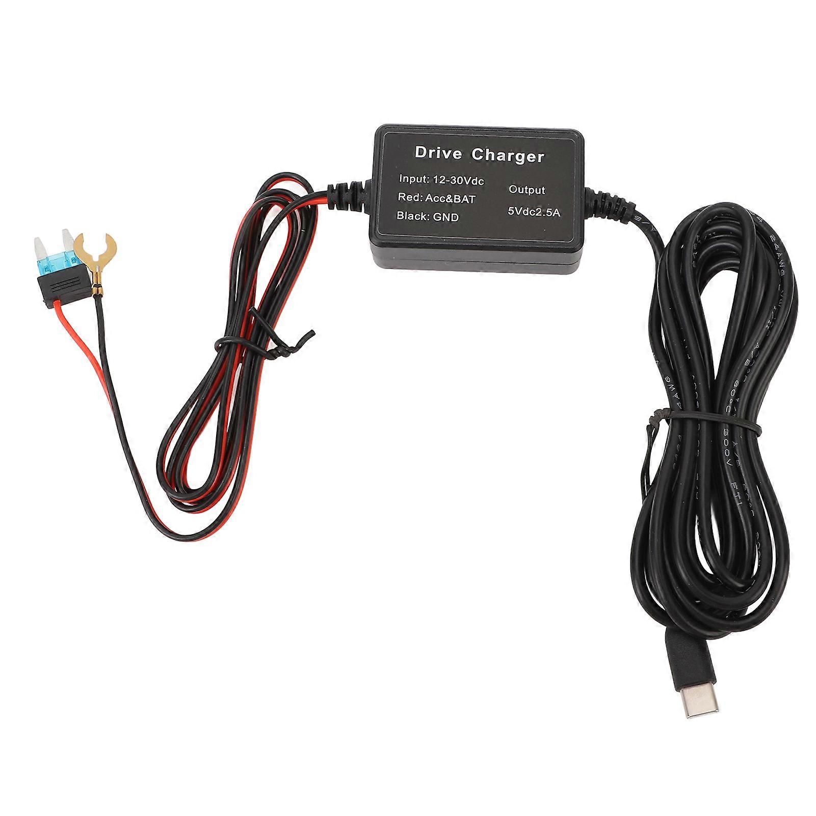 Dash Cam Hardwire Kit Stable Power Output 12V‑30V to 5V Type C for Mirror Cam GPS Navigators Radar Detectors Power Supply 
