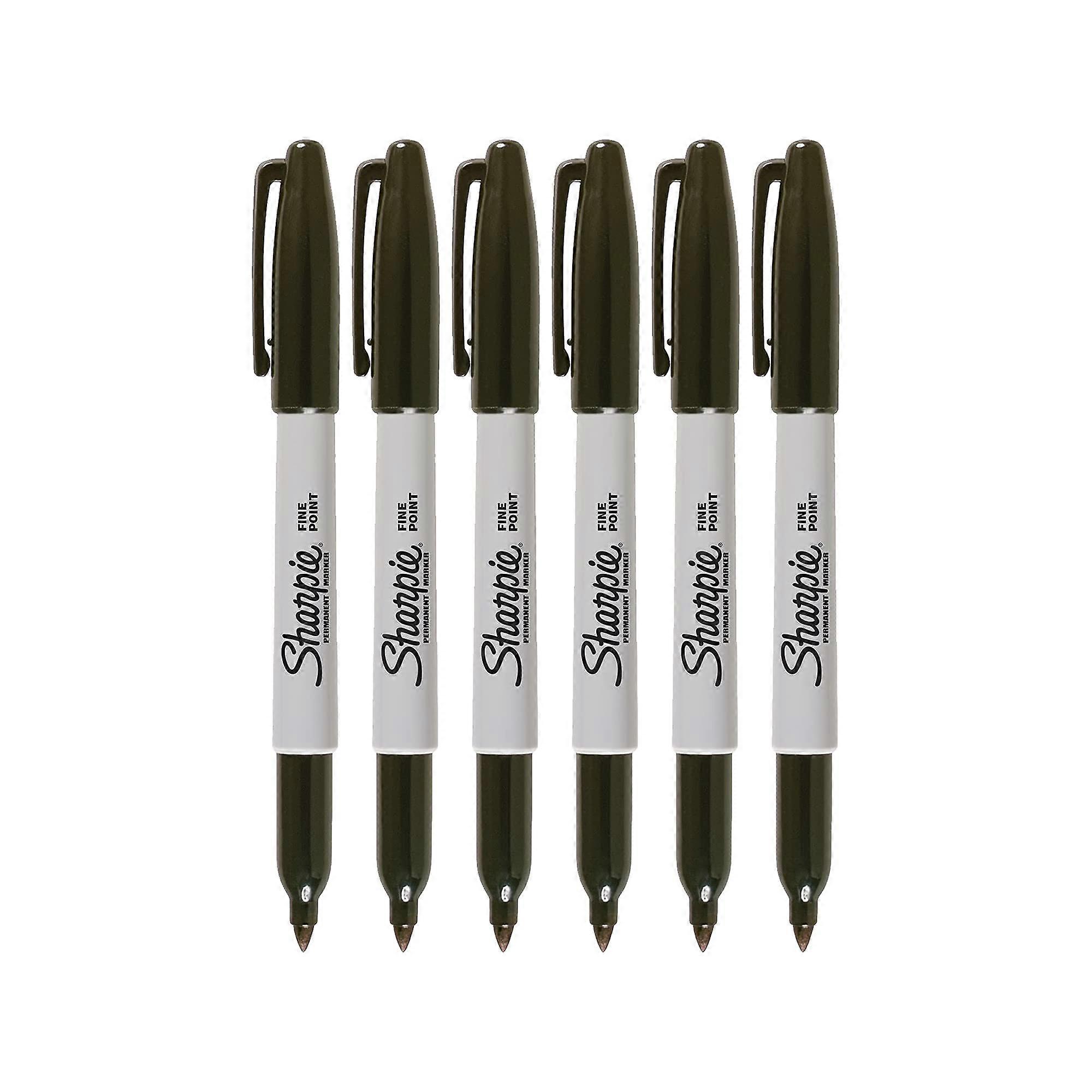 6 Pack Permanent Marker Black Fine Tip for Office School Art Projects, Quick-Drying Ink, Non-Toxic, Durable Design