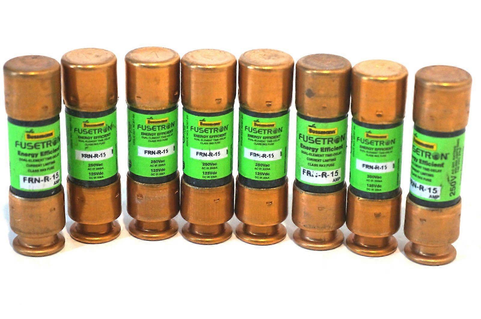 FRN-R-15 Fuses, 8 Pack, 15 Amp, Fast-Acting, Compatible with FRN Series Applications